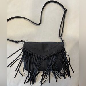 Boho Black Crossbody Bag with Fringe